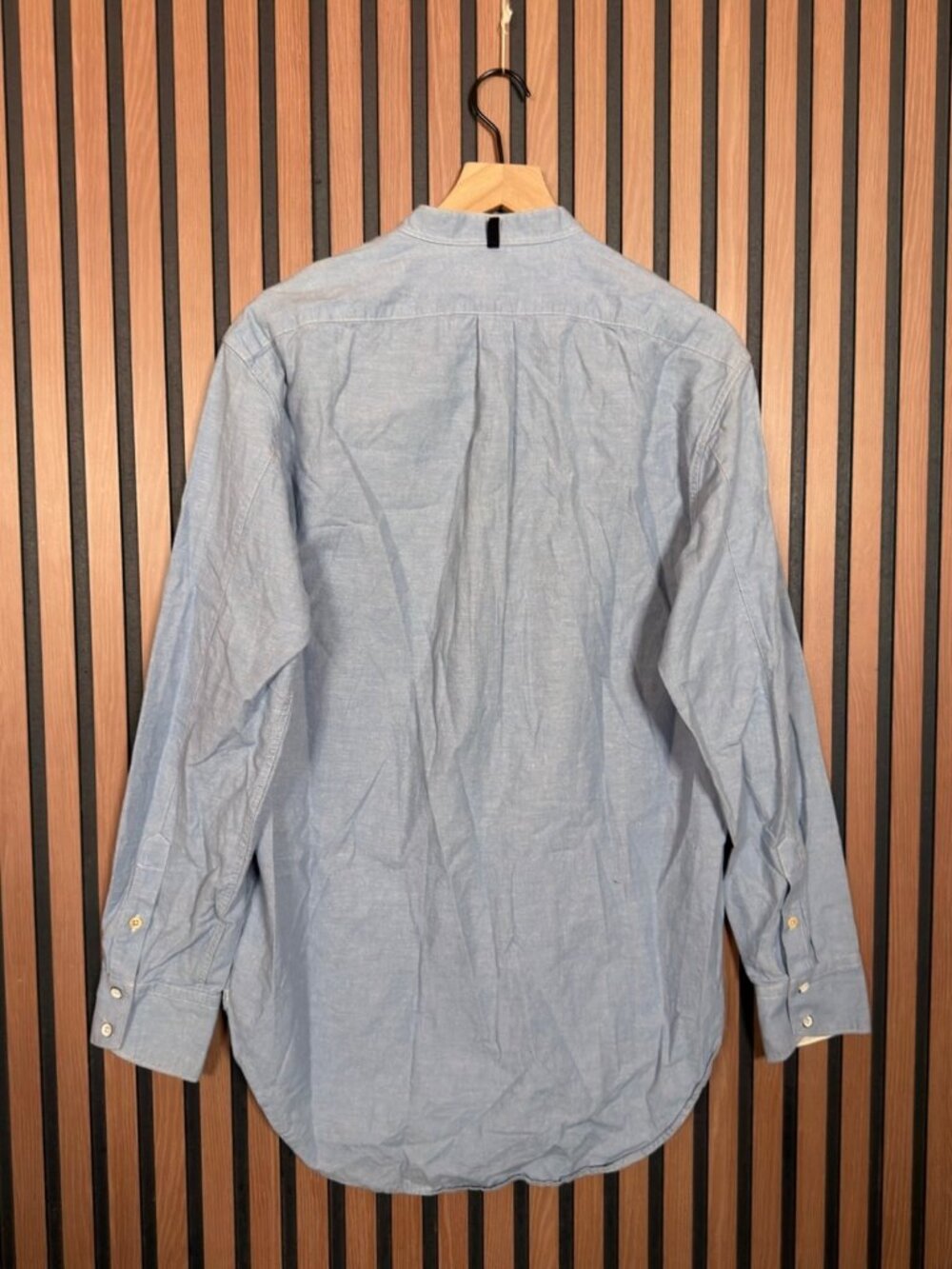 Rag & Bone Shirt Medium Womens Blue Collarless Linen Cotton Long Sleeve Henley - Picture 2 of 6
